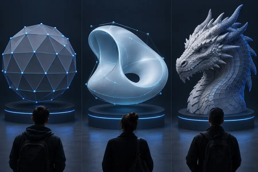 A conventional 3D model types reference illustration