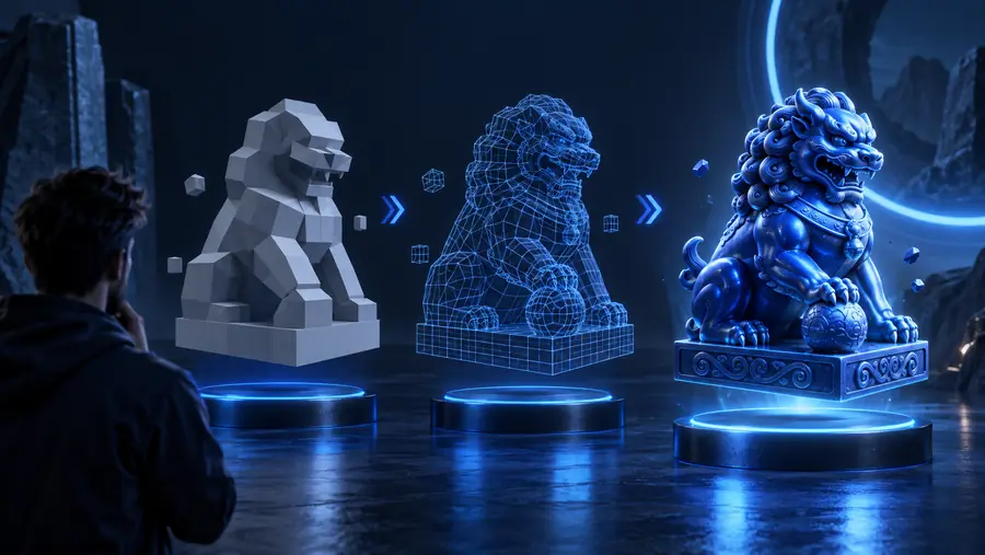 Refined AI-assisted 3D model concept with clearer form and surface detail